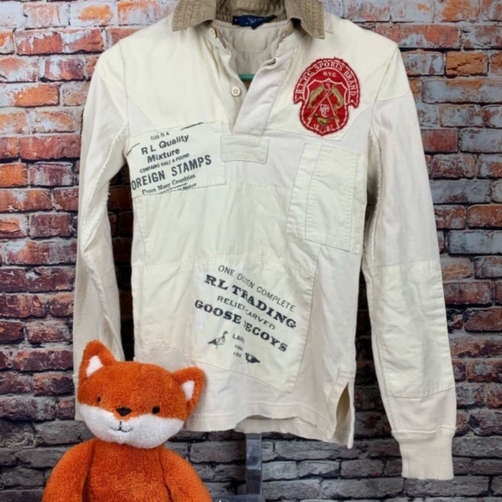 ⬇️$50 Ralph Lauren Henley pullover quilted patched